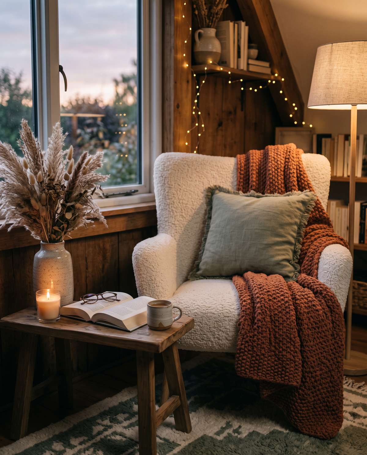 Gemütliche Leseecke im CozyNeste-Look