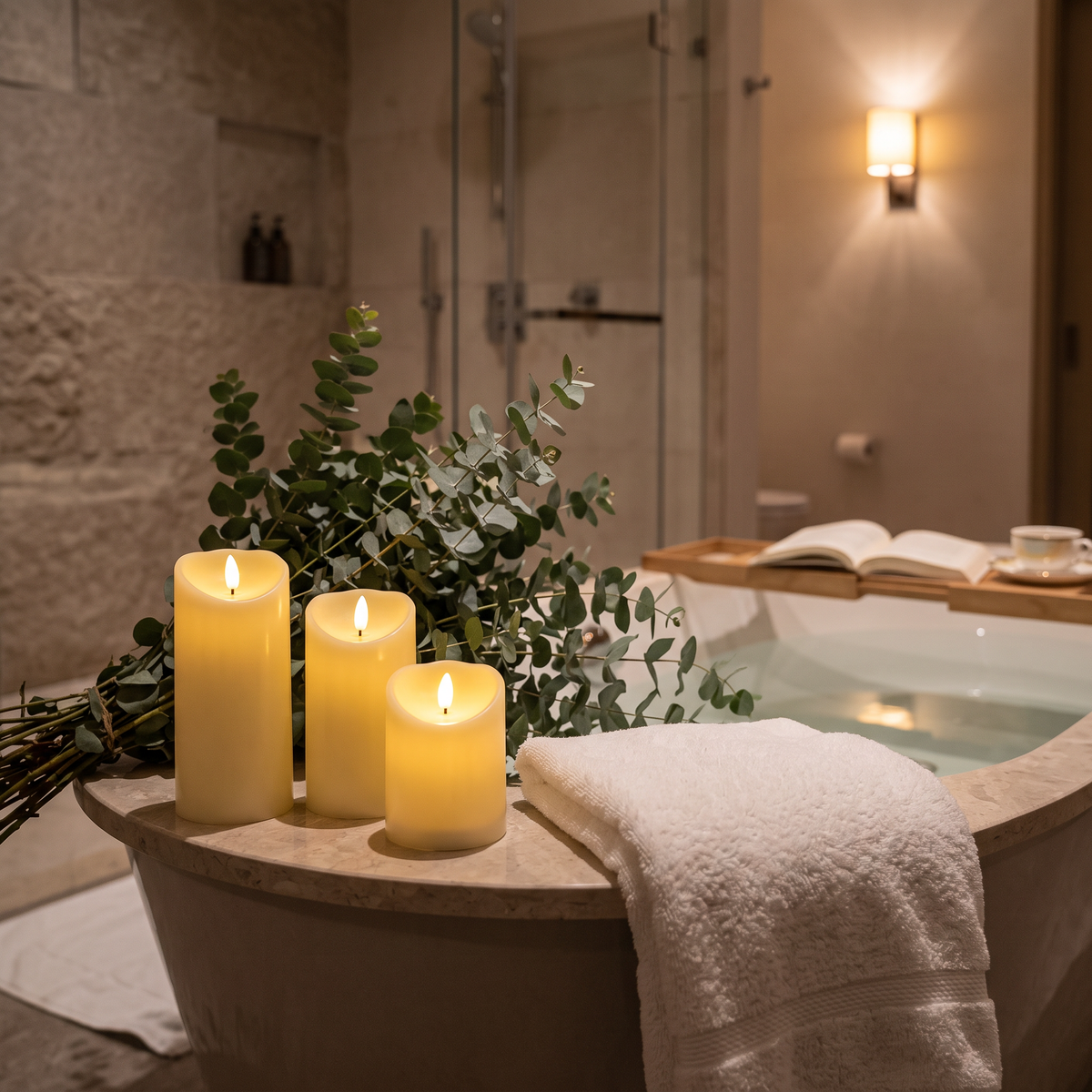 Stübli LED-Kerzen im Badezimmer