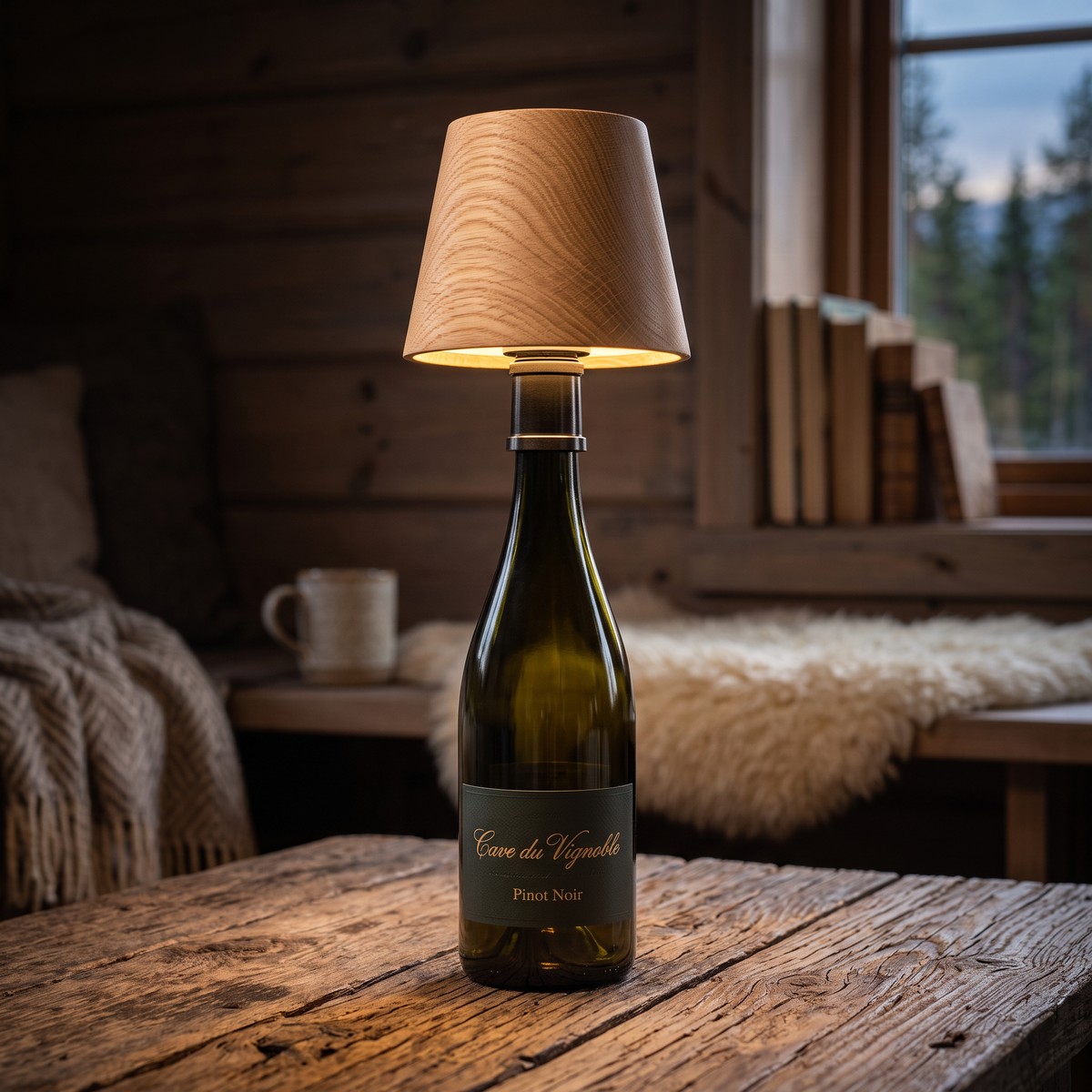 Pilatus Flaschenlampe Holzoptik
